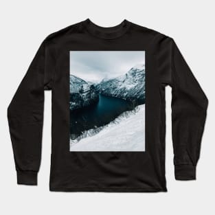 Geiranger Fjord in Norway on Moody Winter Day Long Sleeve T-Shirt